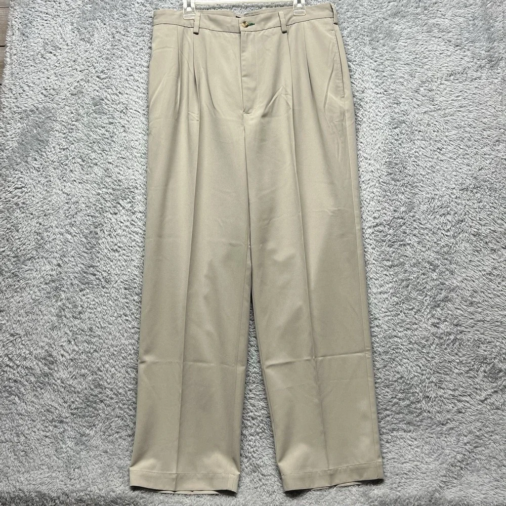 Tommy Hilfiger‎ Golf Pants Mens 36x32 Beige Chino Khaki Straight Crest Logo